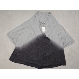 Status by Chenault Womens Gray Dip Dye Ombre Charcoal 3/4 Sleeve Cardigan Size S